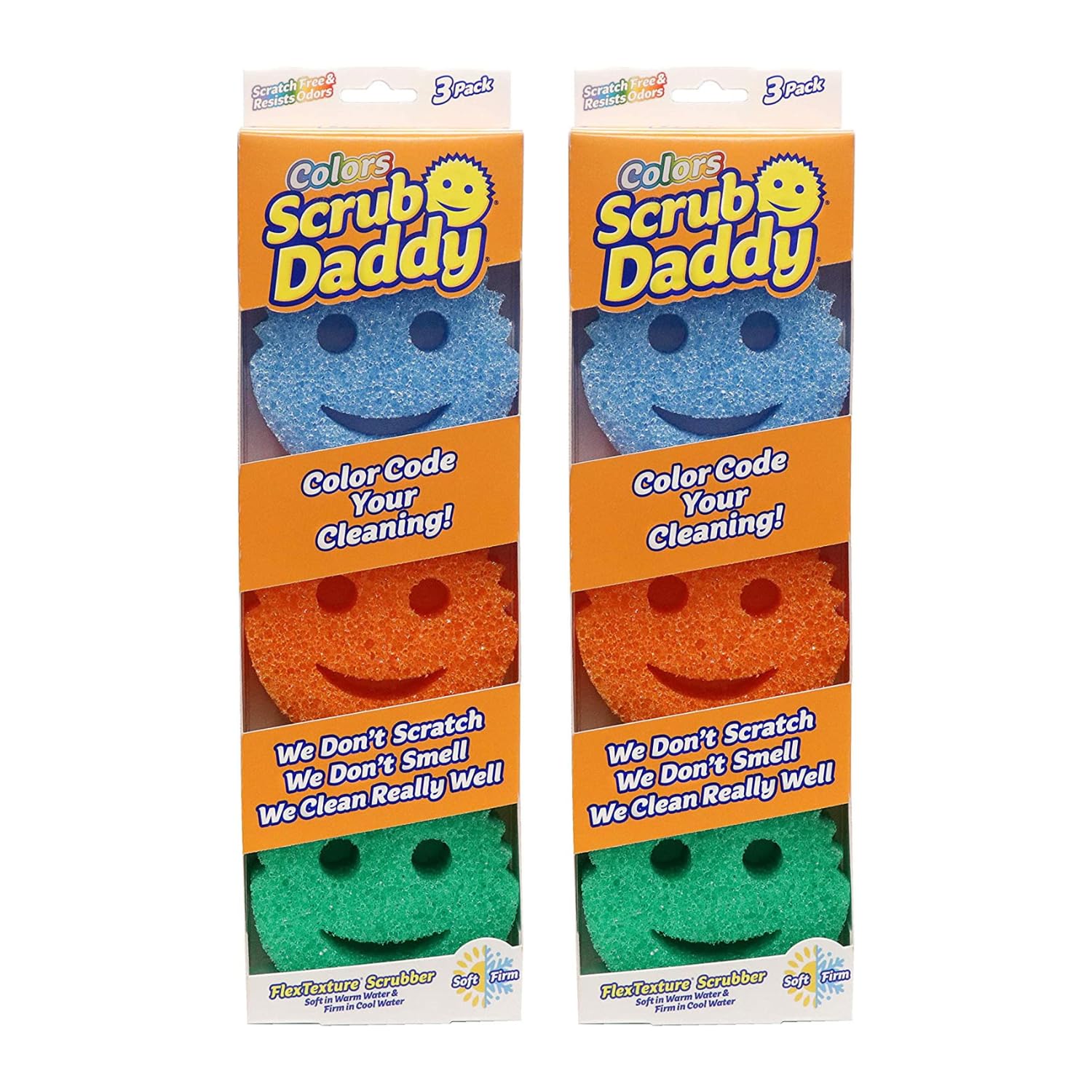 Scrub Daddy Color Sponges - Scratch-Free Multipurpose Dish Sponges for Kitchen, Bathroom & Household Cleaning - Made with BPA-Free Polymer Foam (3 Count)